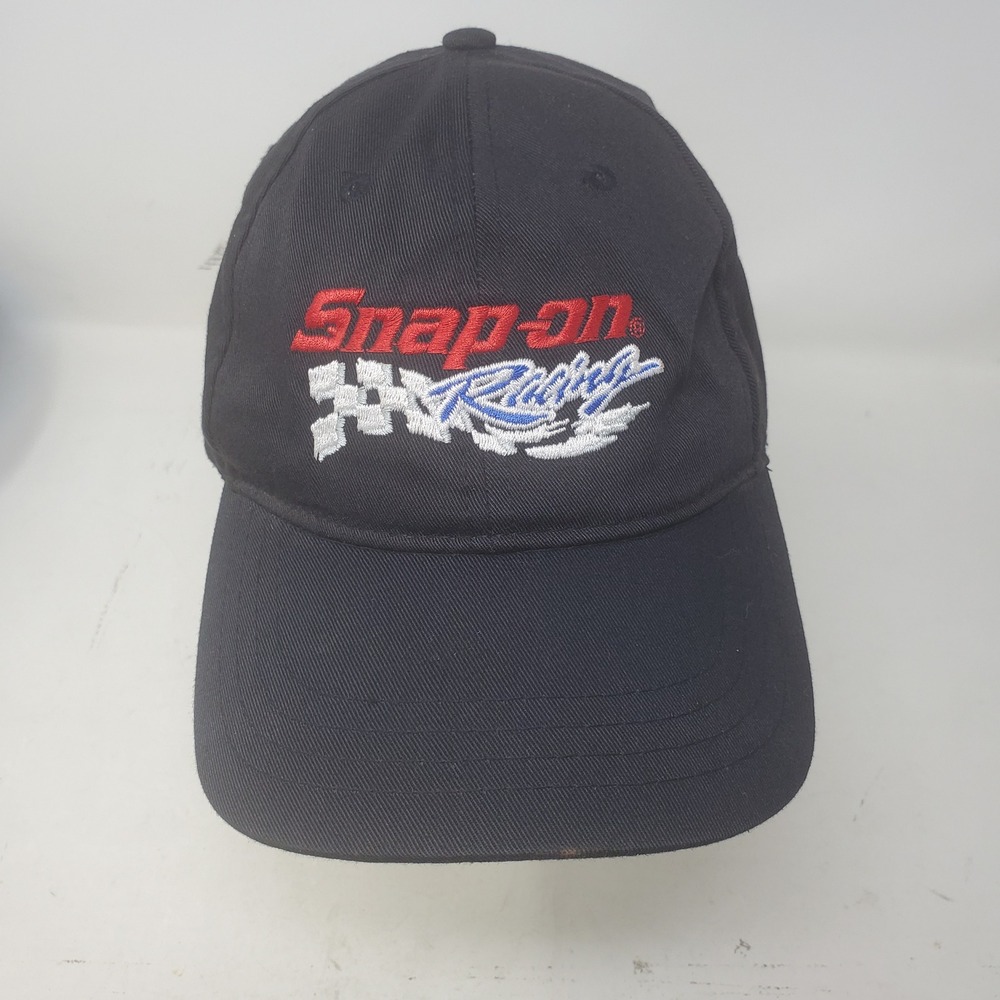 Snap-on Racing Mens Baseball Cap Black Embroidered Logo Snapback Hat Adjustable